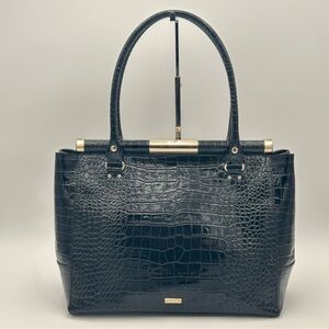 Kate Spade Black Crocodile-Embossed Tote Bag